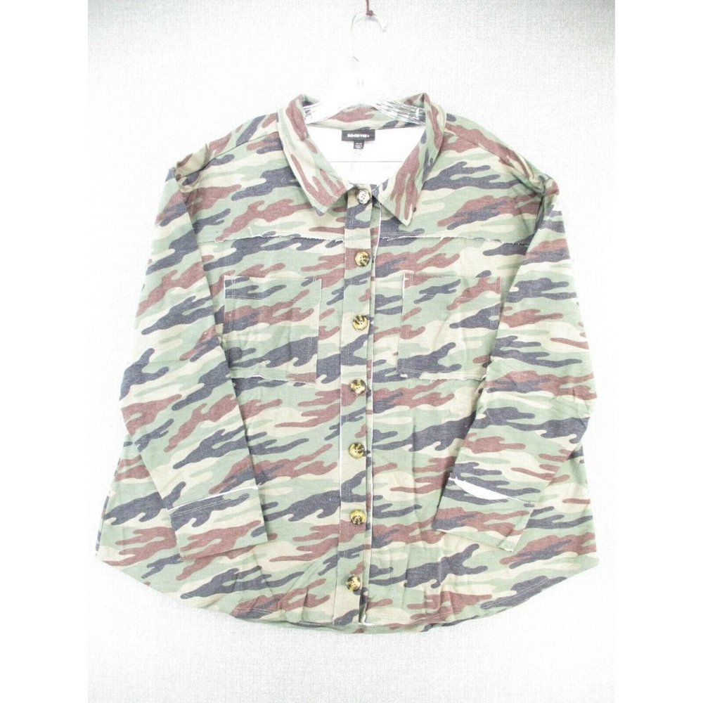 Societie Jacket Womens 22/24 Camo Olive Long Sleeve Shayan Button Front